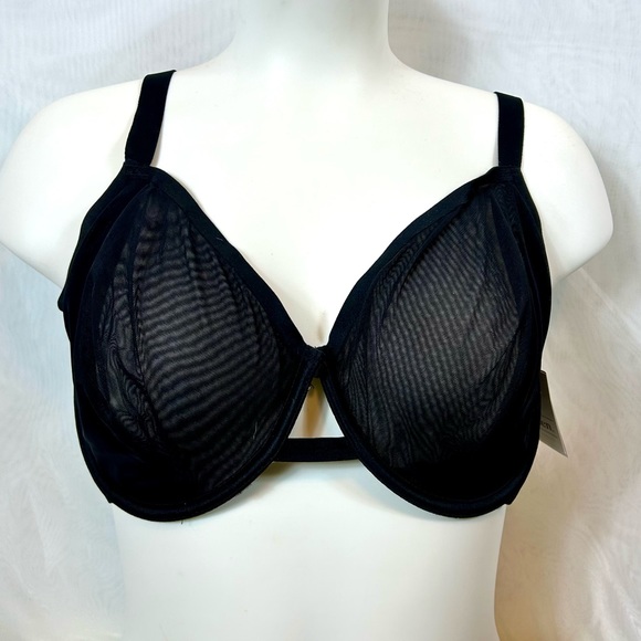 NWT Auden Demi Cup Sheer Underwire Black Bra 40D - Picture 1 of 9